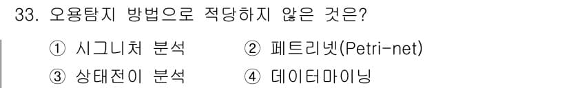 정보보안기사 2017년 33번 - 정답과 핵심 포인트를 검수 중인 기출문제