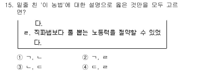 9급_국가직_공무원_한국사 2021년 15번 - 밀주친 농법은 전통적인 농업 방식으로, 자급자족의 형태를 띠고 있습니다.... 에 관한 핵심 기출문제