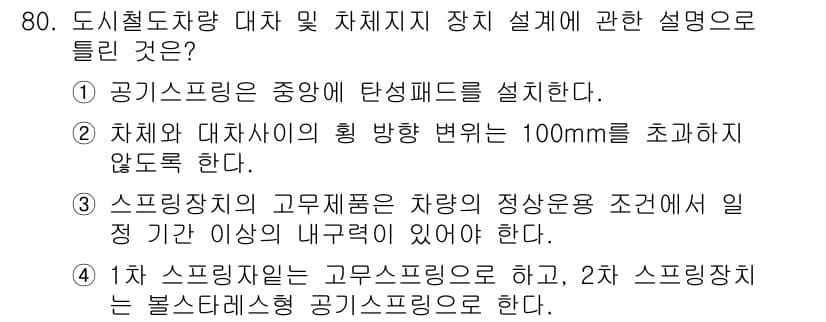 철도차량기사 2020년 79번 - 정답과 핵심 포인트를 검수 중인 기출문제