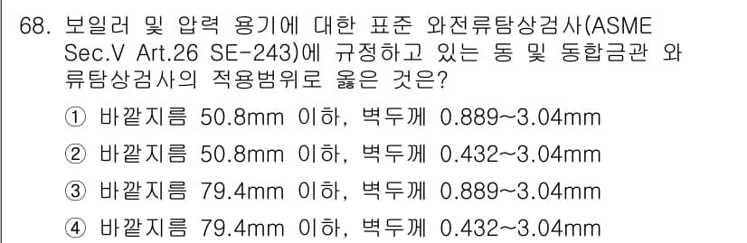 와전류비파괴검사기사 2021년 68번 - 정답과 핵심 포인트를 검수 중인 기출문제