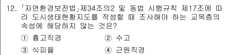 9급_지방직_공무원_서울시_조경학 2021년 12번 - 정답과 핵심 포인트를 검수 중인 기출문제