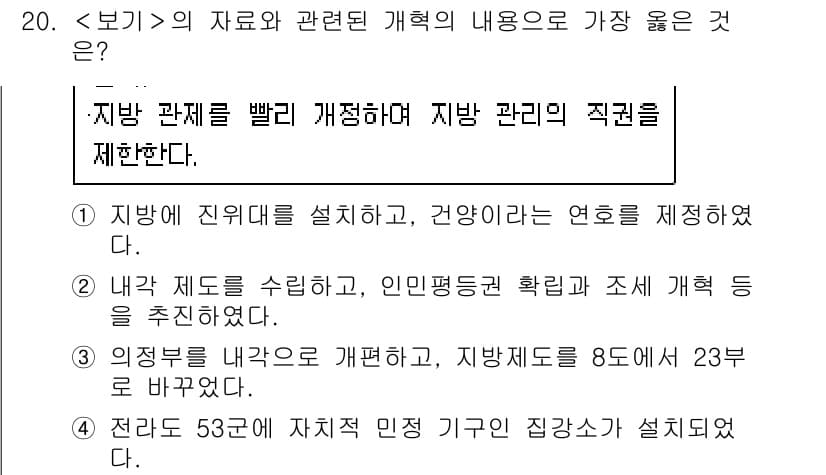 9급_지방직_공무원_서울시_한국사 2021년 20번 - 정답과 핵심 포인트를 검수 중인 기출문제