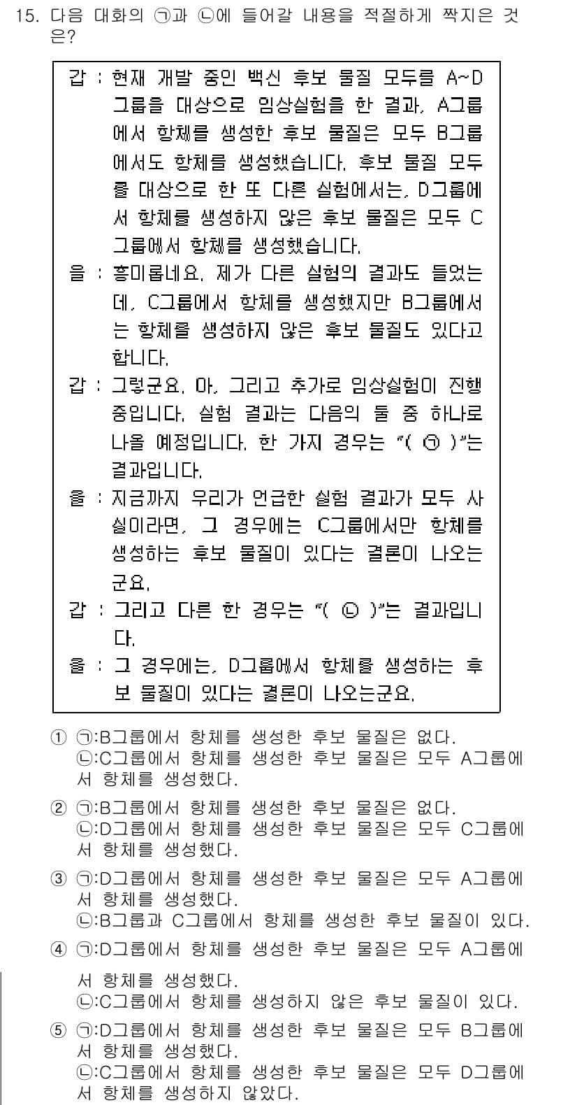 PSAT_언어논리 2021년 15번 - 정답과 핵심 포인트를 검수 중인 기출문제