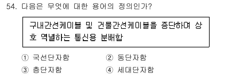 정보통신기능사 2020년 54번 - 정답과 핵심 포인트를 검수 중인 기출문제