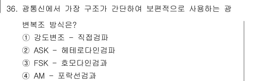 정보통신기능사 2021년 36번 - 정답과 핵심 포인트를 검수 중인 기출문제