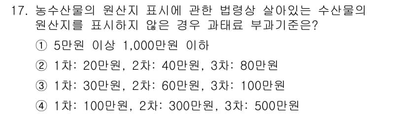 수산물품질관리사_1차 2016년 17번 - 정답과 핵심 포인트를 검수 중인 기출문제