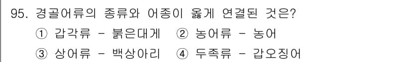 수산물품질관리사_1차 2017년 95번 - 정답과 핵심 포인트를 검수 중인 기출문제