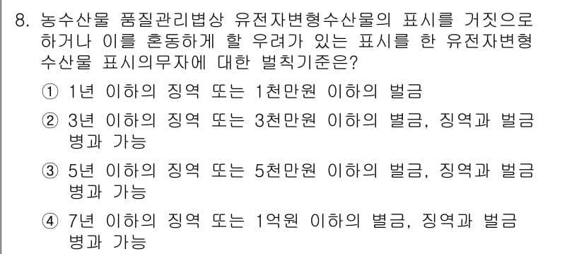수산물품질관리사_1차 2019년 8번 - 정답과 핵심 포인트를 검수 중인 기출문제