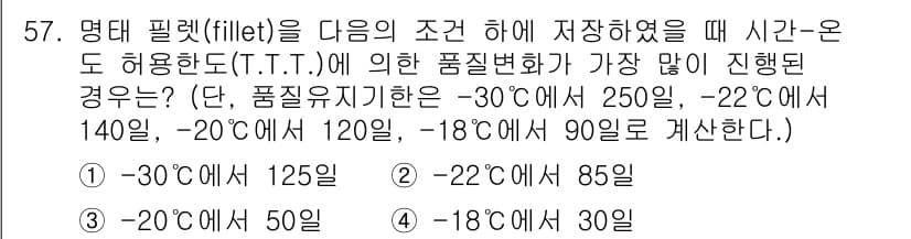 수산물품질관리사_1차 2020년 57번 - 정답과 핵심 포인트를 검수 중인 기출문제