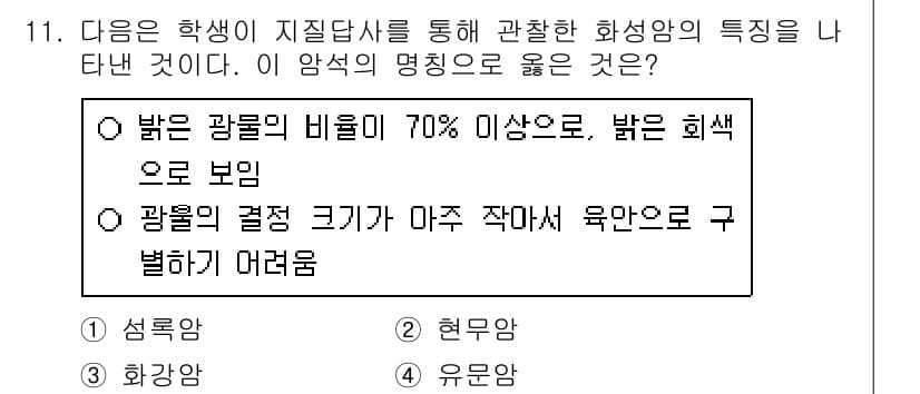 9급_지방직_공무원_과학 2021년 11번 - 정답과 핵심 포인트를 검수 중인 기출문제