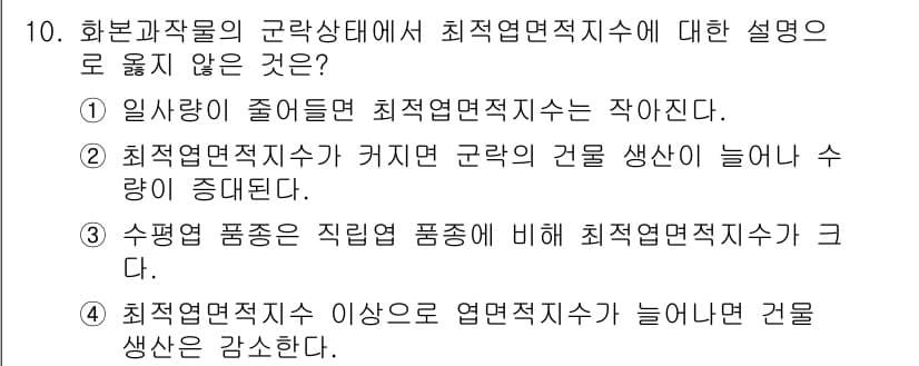 9급_지방직_공무원_재배학개론 2021년 10번 - 정답과 핵심 포인트를 검수 중인 기출문제
