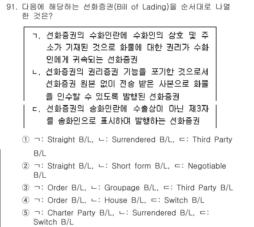 물류관리사_1교시 2021년 91번 - 정답과 핵심 포인트를 검수 중인 기출문제