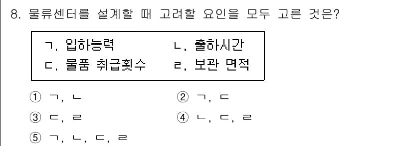 물류관리사_2교시 2021년 8번 - 정답과 핵심 포인트를 검수 중인 기출문제