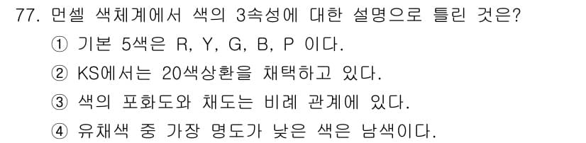 시각디자인기사 2021년 77번 - 정답과 핵심 포인트를 검수 중인 기출문제