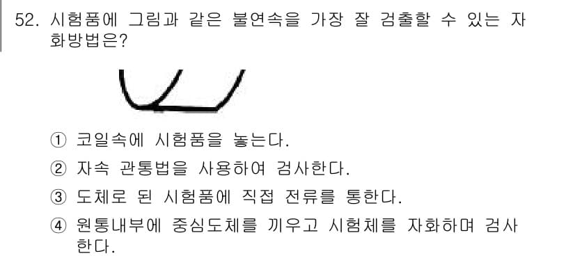 자기비파괴검사기사(구) 2021년 52번 - 정답과 핵심 포인트를 검수 중인 기출문제