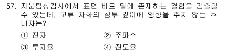 자기비파괴검사기사(구) 2021년 57번 - 정답과 핵심 포인트를 검수 중인 기출문제