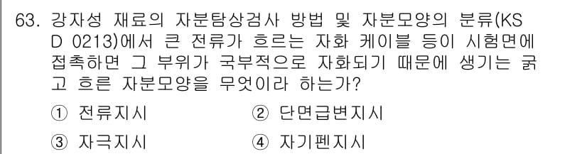 자기비파괴검사기사 2021년 63번 - 정답과 핵심 포인트를 검수 중인 기출문제