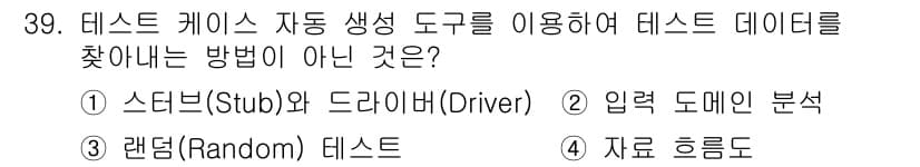 정보처리기사(구) 2021년 39번 - . 스텁(Stub)과 드라이버(Driver)

해설: 스텁과 드라이버는 ... 에 관한 핵심 기출문제