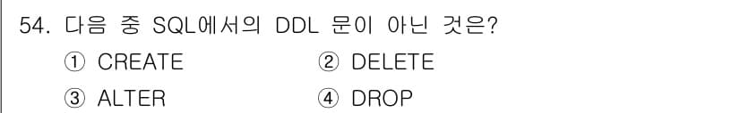 정보처리기사(구) 2021년 54번 - DBMS에서 DDL(Data Definition Language)은 데이... 에 관한 핵심 기출문제