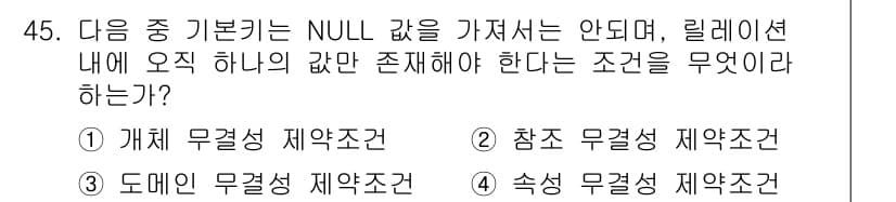 정보처리기사 2021년 45번 - 정답과 핵심 포인트를 검수 중인 기출문제