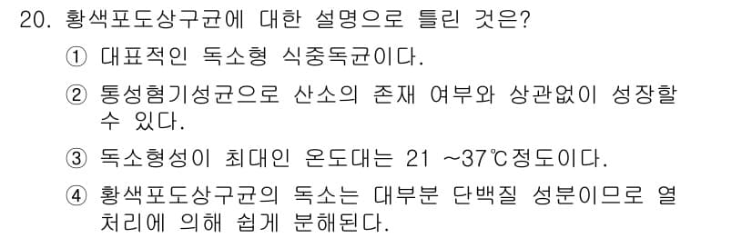 식품안전기사 2021년 20번 - 정답과 핵심 포인트를 검수 중인 기출문제