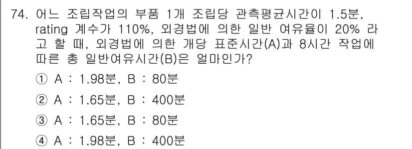 인간공학기사 2021년 74번 - 정답과 핵심 포인트를 검수 중인 기출문제