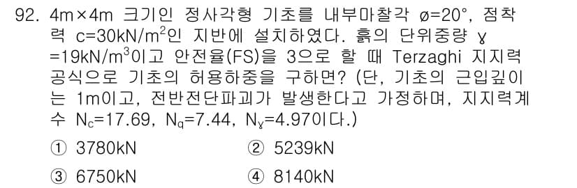 토목기사 2021년 92번 - 정답과 핵심 포인트를 검수 중인 기출문제