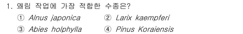 산림기사 2021년 1번 - 정답과 핵심 포인트를 검수 중인 기출문제