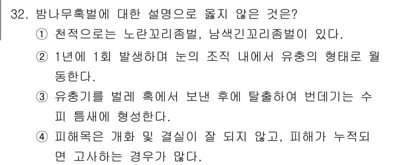 산림기사 2021년 32번 - 정답과 핵심 포인트를 검수 중인 기출문제
