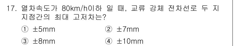 전기철도기사 2021년 17번 - 열차속도가 80km/h일 때, 교류 강체 전선은 열차의 속도에 따라 진동... 에 관한 핵심 기출문제