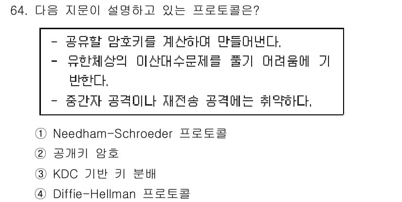 정보보안기사 2018년 64번 - 정답과 핵심 포인트를 검수 중인 기출문제