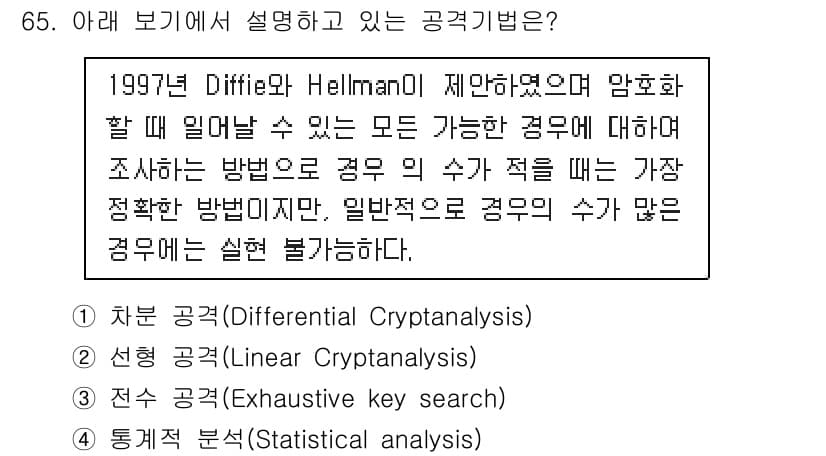 정보보안기사 2018년 65번 - 정답과 핵심 포인트를 검수 중인 기출문제