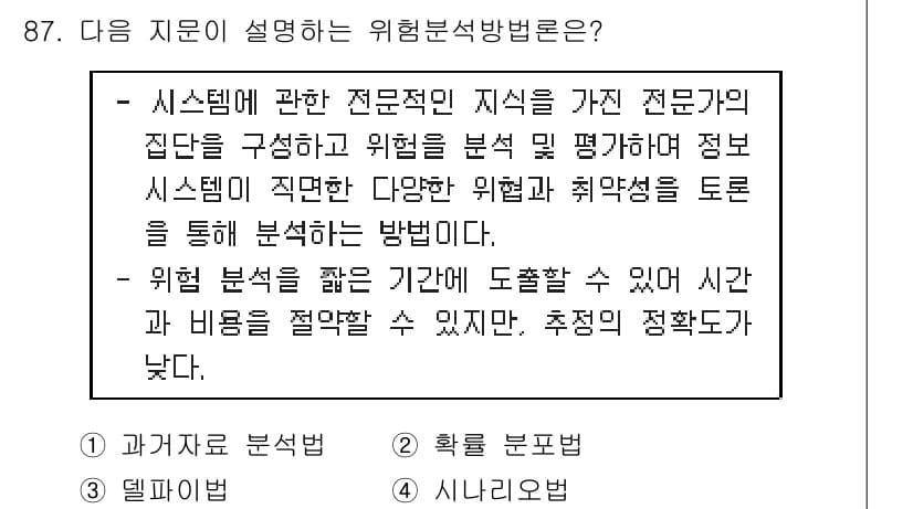 정보보안기사 2018년 87번 - 정답과 핵심 포인트를 검수 중인 기출문제