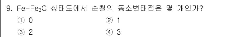 금속재료기사 2021년 9번 - 정답과 핵심 포인트를 검수 중인 기출문제