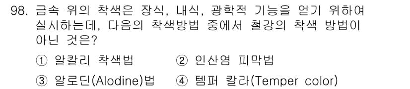 금속재료기사 2021년 99번 - 정답과 핵심 포인트를 검수 중인 기출문제