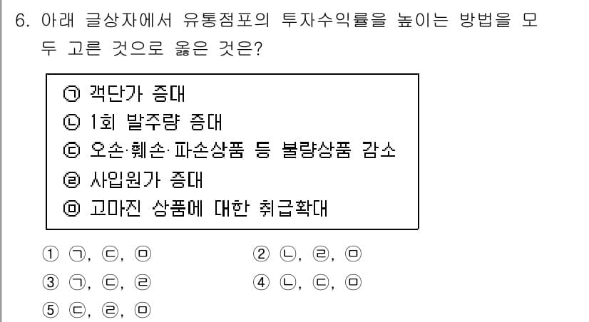 유통관리사_1급 2021년 7번 - 오랜 소비 감소와 불황으로 인해 부적합 상품이 증가하게 되며, 이는 투자... 에 관한 핵심 기출문제
