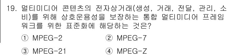멀티미디어콘텐츠제작전문가(구) 2021년 19번 - 정답과 핵심 포인트를 검수 중인 기출문제