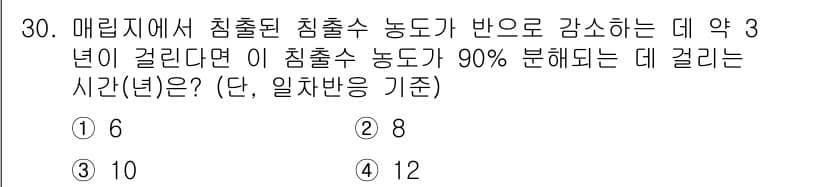 폐기물처리기사 2021년 30번 - 정답과 핵심 포인트를 검수 중인 기출문제