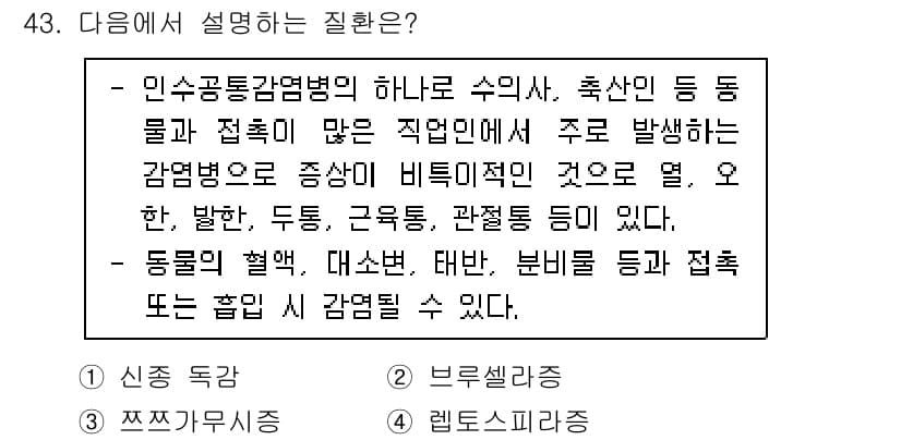 농작업안전보건기사 2021년 43번 - 정답과 핵심 포인트를 검수 중인 기출문제