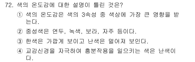 컬러리스트기사 2021년 72번 - 정답과 핵심 포인트를 검수 중인 기출문제