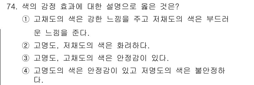 컬러리스트기사 2021년 74번 - 정답과 핵심 포인트를 검수 중인 기출문제