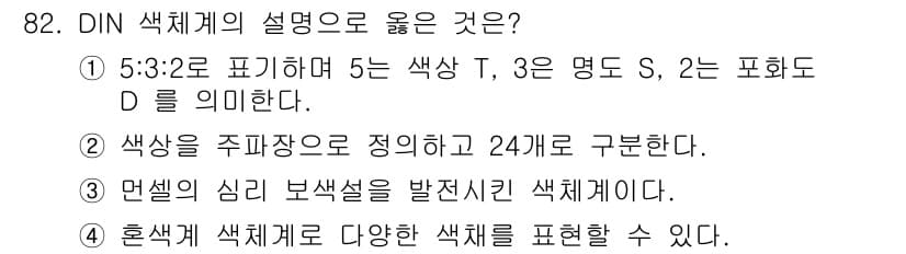 컬러리스트기사 2021년 82번 - 정답과 핵심 포인트를 검수 중인 기출문제