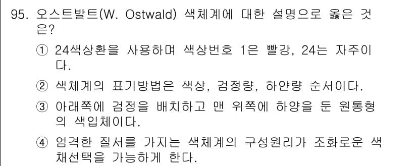 컬러리스트기사 2021년 95번 - 정답과 핵심 포인트를 검수 중인 기출문제