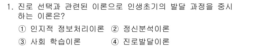 직업상담사_2급(구) 2021년 1번 - 정답과 핵심 포인트를 검수 중인 기출문제