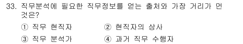 직업상담사_2급 2021년 33번 - 직업 분석에 필요한 직무 정보를 얻기 위해서는 과거 직무 수행자가 주된 ... 에 관한 핵심 기출문제