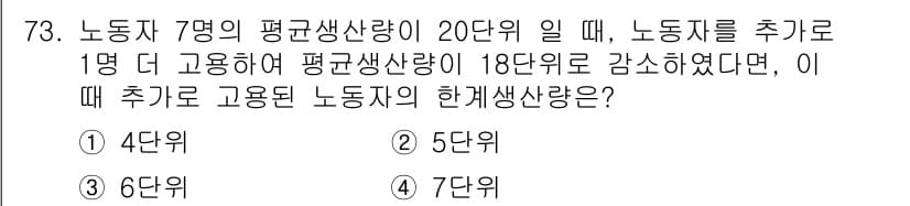 직업상담사_2급 2021년 73번 - 해설: 노동자의 평균생산성이 20단위에서 18단위로 감소하면서 1명의 고... 에 관한 핵심 기출문제