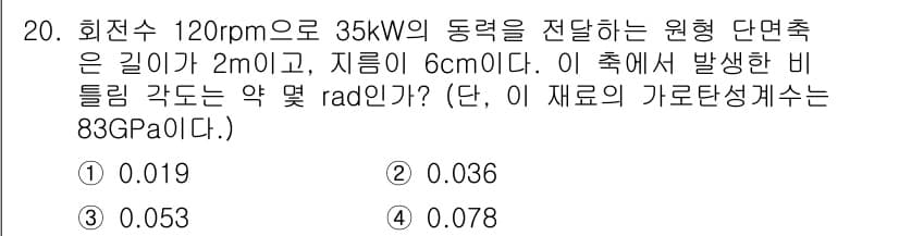 일반기계기사 2021년 20번 - 정답과 핵심 포인트를 검수 중인 기출문제