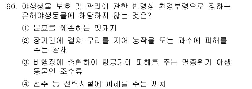 생물분류기사(동물) 2021년 90번 - 정답과 핵심 포인트를 검수 중인 기출문제