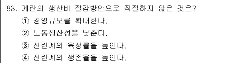 축산기사 2021년 83번 - 정답과 핵심 포인트를 검수 중인 기출문제
