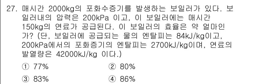 에너지관리기사 2021년 27번 - 정답과 핵심 포인트를 검수 중인 기출문제